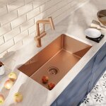 Ceramia - timeless 68x45x21 cm �vier sous plan en inox 304 + mitigeur inox avec douchette extractible, ...