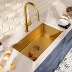Ceramia - timeless 68x45x21 cm �vier sous plan en inox 304 + mitigeur inox avec douchette extractible, ...