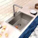 Ceramia - timeless Évier de cuisine encastrable inox 304, 1 bac, 55x45x21 cm, gun metal brossé pvd Ceramia - timeless Évier de cuisine encastrable inox 304, 1 bac, 55x45x21 cm, gun metal brossé pvd