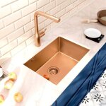 Ceramia timeless Évier de cuisine sous plan inox 304, 1 bac, 55x45x21 cm, cuivre brossé pvd Ceramia timeless Évier de cuisine sous plan inox 304, 1 bac, 55x45x21 cm, cuivre brossé pvd