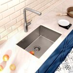 Ceramia timeless Évier de cuisine sous plan inox 304, 1 bac, 55x45x21 cm, gun metal brossé pvd Ceramia timeless Évier de cuisine sous plan inox 304, 1 bac, 55x45x21 cm, gun metal brossé pvd