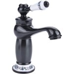 Cramique antique laiton robinet lavabo de la salle de bains robinet bleu et blanc en porcelaine  long ...