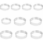 Cercles � tarte, lot de 10 cercles perfor�s en acier inoxydable de qualit� alimentaire. diam�tres de ...