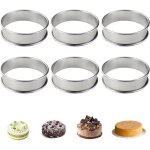 Cercle tartelette, 6 pi�ces cercle patisserie, anneau de mousse inox pour gateau, cercles � tarte double ...