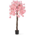 Cerisier artificiel raliste 163 cm, plante artificielle en pot avec fleurs roses et blanches, arbre ...