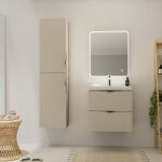 Cersanit - meuble salle de bain stri - 60 cm - avec plan vasque - beige cachemire mat -  suspendre ...