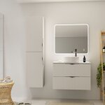 Cersanit - meuble salle de bain strié 80 cm pour vasque à poser - blanc mat - à suspendre - tirso Cersanit - meuble salle de bain strié 80 cm pour vasque à poser - blanc mat - à suspendre - tirso
