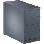 Certeo - eurokraft basic, caisson fixe en acier, 4 tiroirs, gris