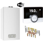Chaffoteaux - chaudire gaz basnox inoa nox 25 kw / chemine complte (douilles + dosseret) avec thermostat ...