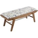 Chairus banc ottoman vintage banquette bout de lit en lin, beige