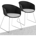 Tectake - lot 2 fauteuils rembourrés avec accoudoirs en plastique noir / chrome Tectake - lot 2 fauteuils rembourrés avec accoudoirs en plastique noir / chrome