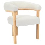 Pascal morabito - chaise avec accoudoirs en tissu bouclette et bois d'hva naturel - blanc - livelia ...