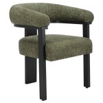 Chaise avec accoudoirs en tissu bouclette et bois d'h�v�a noir - kaki - livelia de pascal morabito