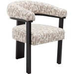 Chaise avec accoudoirs en tissu textur� bicolore et bois d'h�v�a noir - cr�me et taupe - livelia de pascal ...