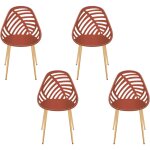 The home deco factory ? lot de 4 chaises terracotta alameda ? coque ajour�e et pieds effet bois ? assise ...