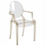 Chaise amber transparente et r�sistante crystaline avec accoudoirs