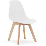 Chaise atri blanche avec pieds en htre, en bois, dimensions 46x80x55 cm, pour salon, bureau, salle  ...