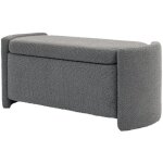 Chaise banc avec rangement gris velours 105x44x45 5cm transformable en lit coffre de salon ou chambre ...