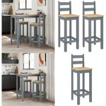 Chaises de bar lot de 2 gris bois de pin solide - chaise de bar - chaise bistro - chaise rustique - chaise ...