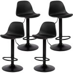 Chaise de bar lot de 4, chaise haute cuisine tabouret bar r�glable en hauteur avec dossier et repose ...