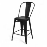 Chaise de bar industrielle en m�tal noir mat avec dossier ? hauteur assise 66 cm ? style vintage et robuste ...