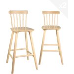 Chaise de bar r�tro industrielle vintage, dossier de bar, bois d'h�v�a massif atia (teinte naturelle) ...
