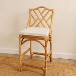 Chaise de bar en rotin avec coussin blanc  murcia  - l 45 x p 40 x h 115 cm - tabouret haut extrieur ...