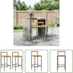 Chaise de bar - tabourets de bar lot de 2 gris r�sine tress�e et bois d'acacia