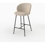 Chaise de bar en tissu boucl� beige 66 cm - groom