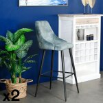 Pier import - chaise de bar velours bleu p�trole (lot de 2) malmoe