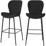 Lot de 2 chaises de bar en velours noir 75 cm - mazzia
