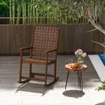 Design in - chaise bascule bois sige pu cadre bois hva mouvement sr fluide intrieur extrieur marron ...
