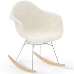 Chaise  bascule boucl avec accoudoirs ? design scandinave avec acier et bois - nordika blanc