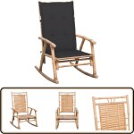 Vidaxl - chaise  bascule avec coussin bambou - chaise  bascule - chaise de jardin - mobilier de jardin ...