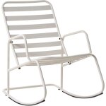 Chaise � bascule de jardin moderne en m�tal design � lattes ext�rieur en aluminium blanc cass� turi