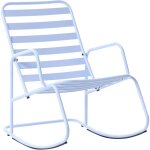 Chaise � bascule de jardin moderne en m�tal design � lattes ext�rieur en aluminium bleu clair turi