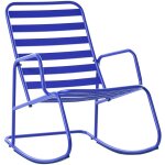 Chaise  bascule de jardin moderne en mtal design  lattes extrieur en aluminium bleu turi
