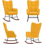 Chaise  bascule jaune moutarde velours - chaise  bascule - fauteuil relaxant - chaise lounge - mobilier ...