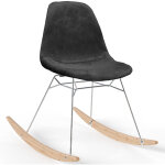Chaise � bascule moderne en tissu rembourr� pour adultes - pieds en acier et bois - sk�gur noir