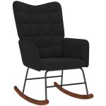 Vidaxl ? chaise � bascule en velours noir ? cadre en bois d'h�v�a et m�tal ? dimensions 61x78x98cm ? ...