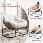 Chaise � bascule de patio avec coussin rembourr�, chaise � bascule en rotin en forme d'?uf, chaise inclinable ...