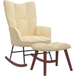 The living store - chaise  bascule avec repose - pied blanc crme velours - fauteuil relaxant - chaise ...