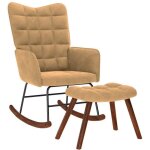 Chaise  bascule avec repose - pied marron velours vidaxl