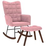 Vidaxl chaise � bascule avec repose - pied rose velours