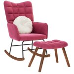 Chaise  bascule avec repose - pied rouge bordeaux velours - vidaxl