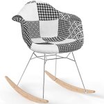 Chaise � bascule style nordic patchwork ? rembourr�e en tissu ? patchwork sam noir / blanc