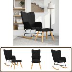 Chaise  bascule avec tabouret noir tissu - chaise  bascule - fauteuil relaxant - chaise lounge - mobilier ...
