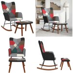 Vidaxl - chaise  bascule avec tabouret patchwork tissu - chaise  bascule - chaise relaxante - fauteuil ...