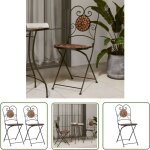Chaises de bistrot pliables lot de 2 terre cuite cramique - chaise de jardin - chaise bistro - mobilier ...
