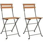 Chaises de bistrot pliantes lot de 2 bois de teck solide acier